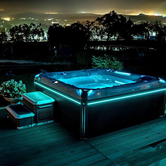 Luxury hot tub in a backyard setting